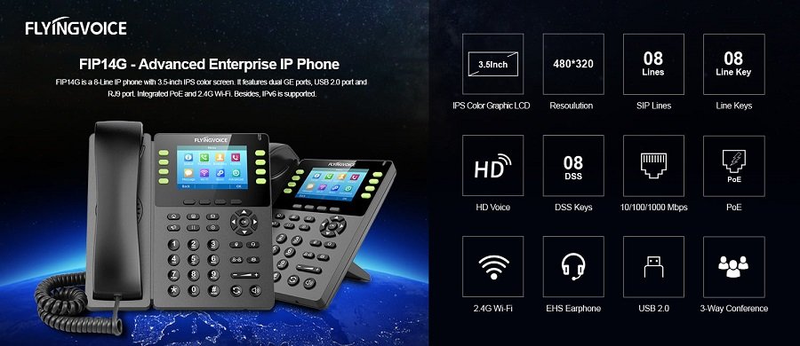 Flyingvoice FIP14G Enterprise Gigabit IPS Color Screen IP Phone Price in Bangladesh